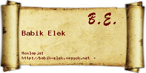 Babik Elek névjegykártya