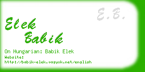elek babik business card